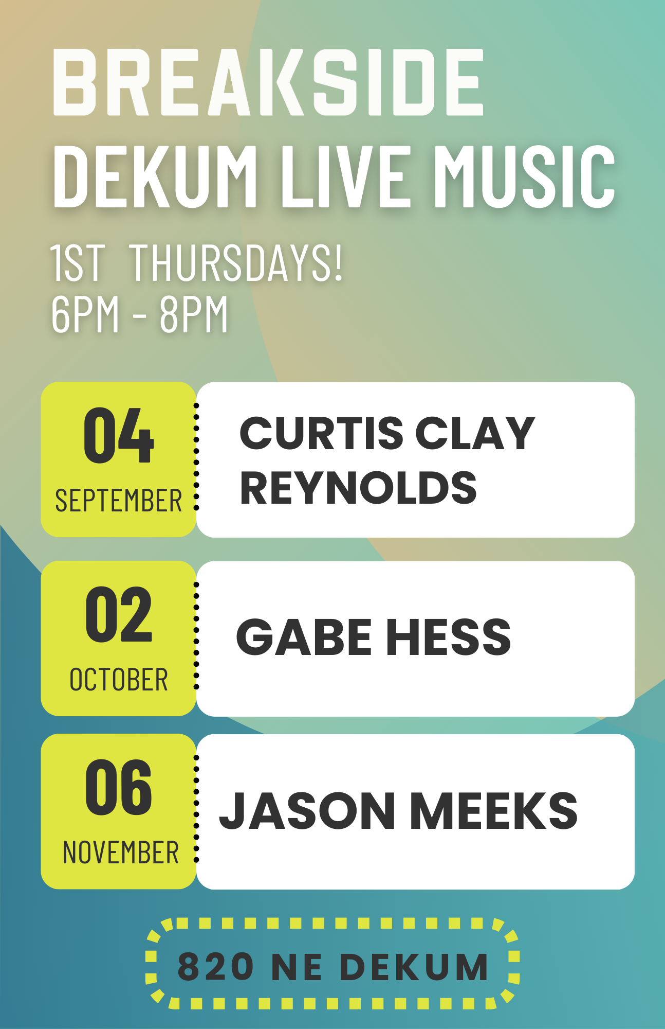 Live Music at Dekum!